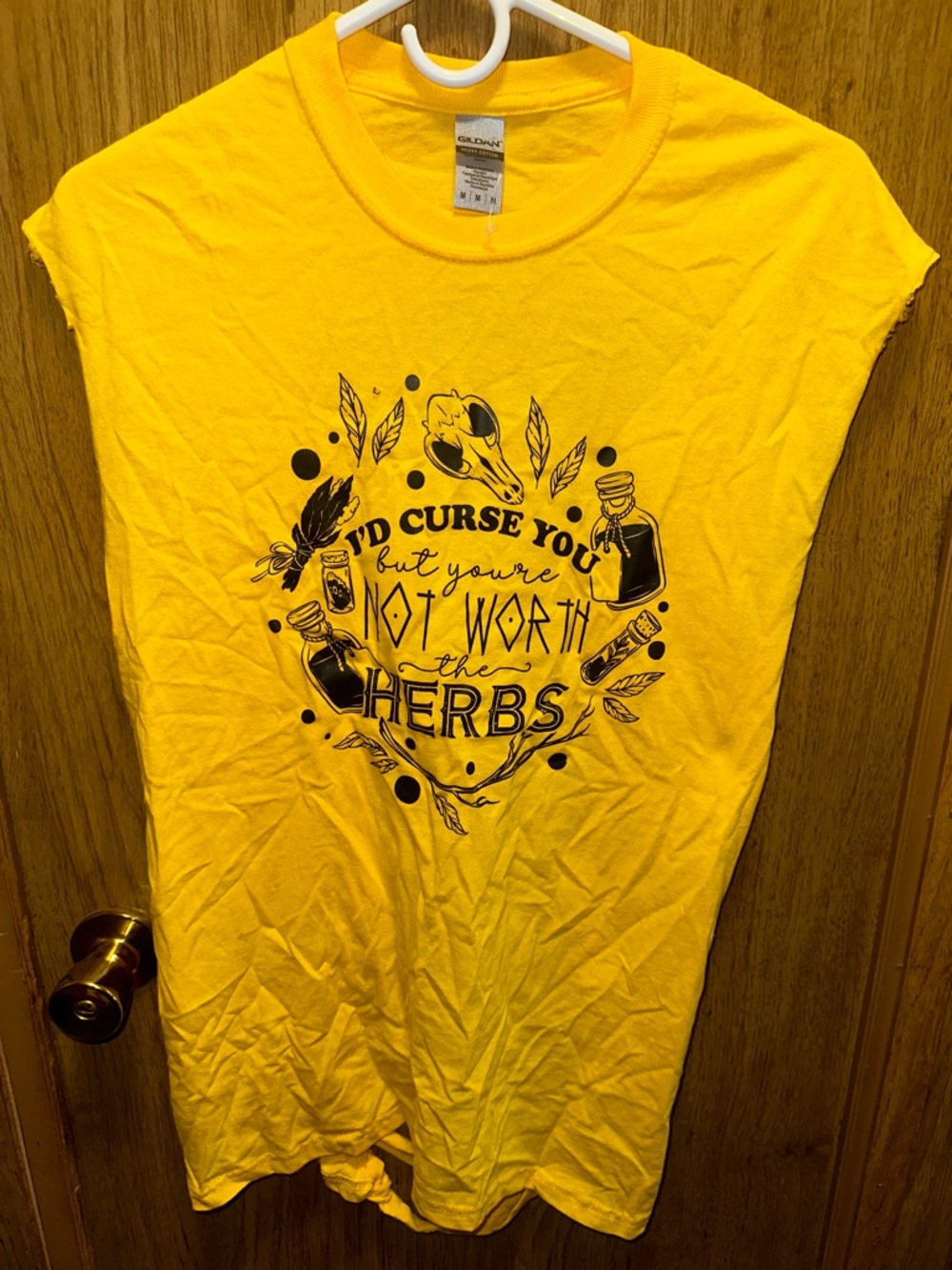 Custom Gildan Yellow Heavy Cotton Crewneck Muscle Shirt Tee